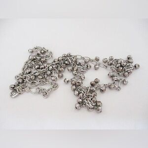 NWOT Long Chain Silver Tone Necklace with Metallic Disco Balls 36”